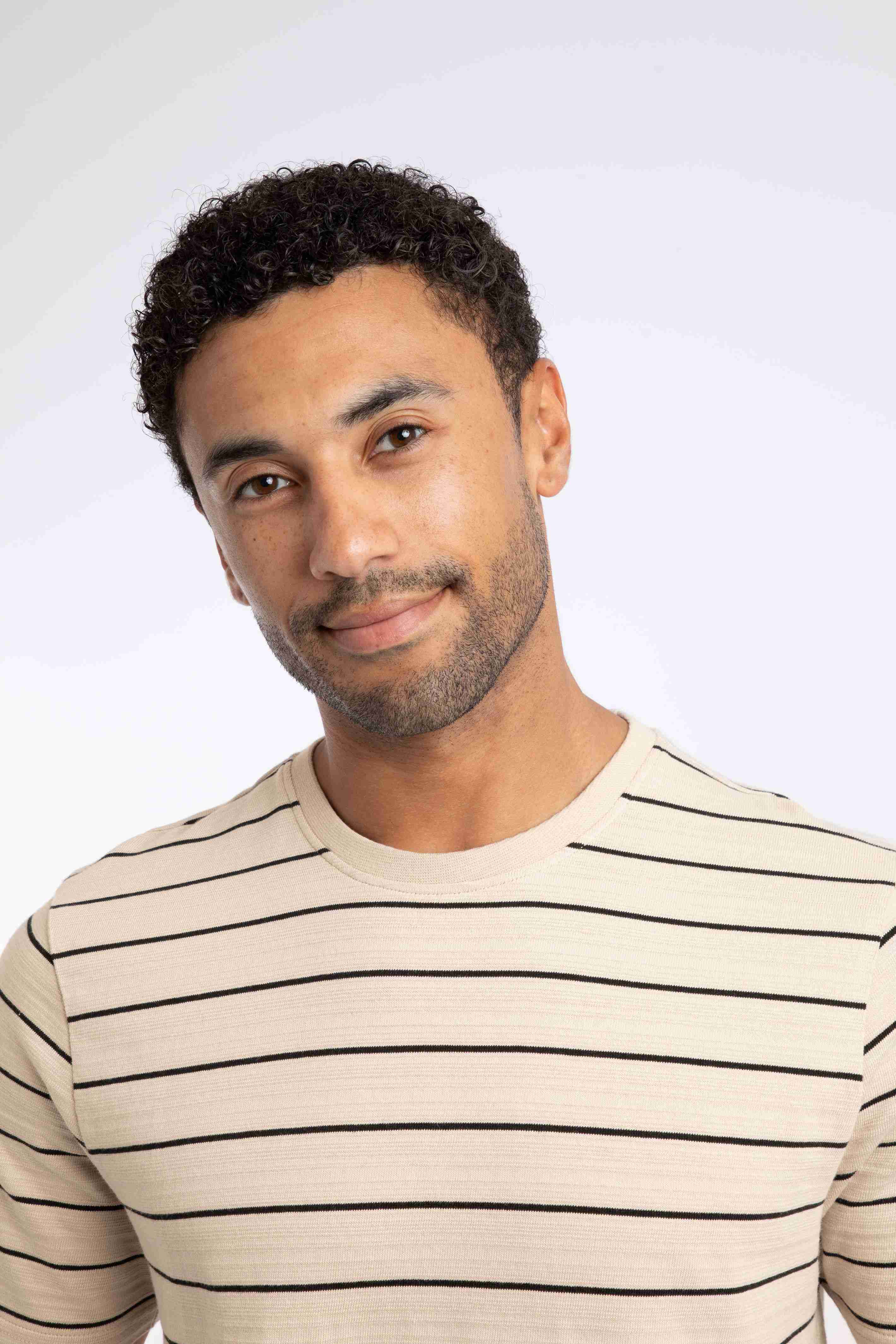 Grayson Textured Stripe T-Shirt Ecru