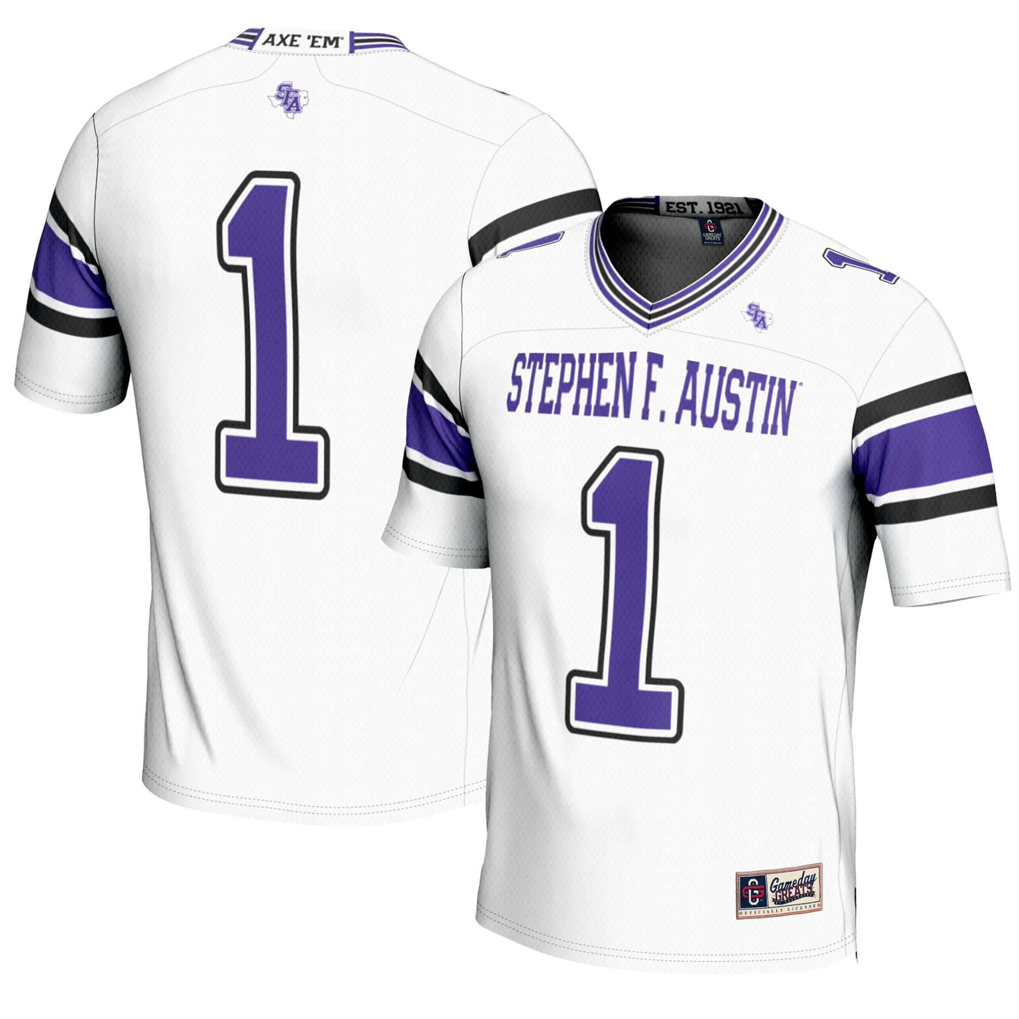 #1 Stephen F Austin Lumberjacks GameDay Greats Youth Endzone 2026 Season Football Jersey - White
