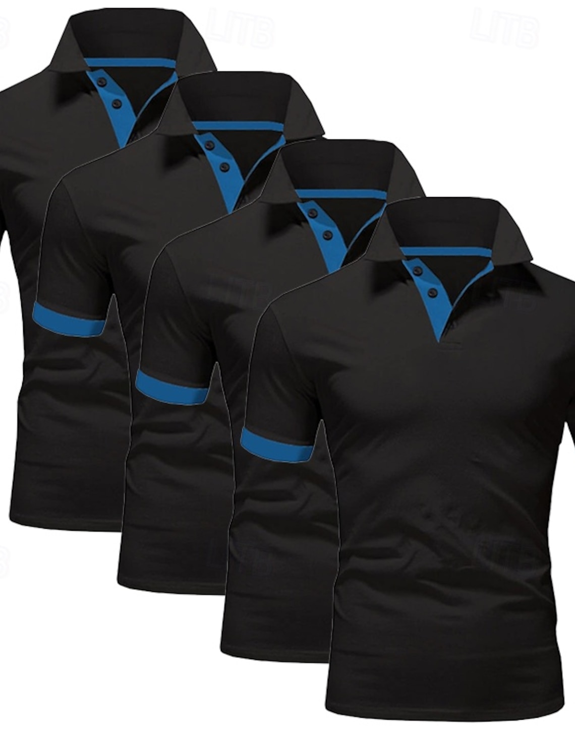 4 Pack Men's Polo T-Shirt Golf Shirt Casual Sports Workwear Office