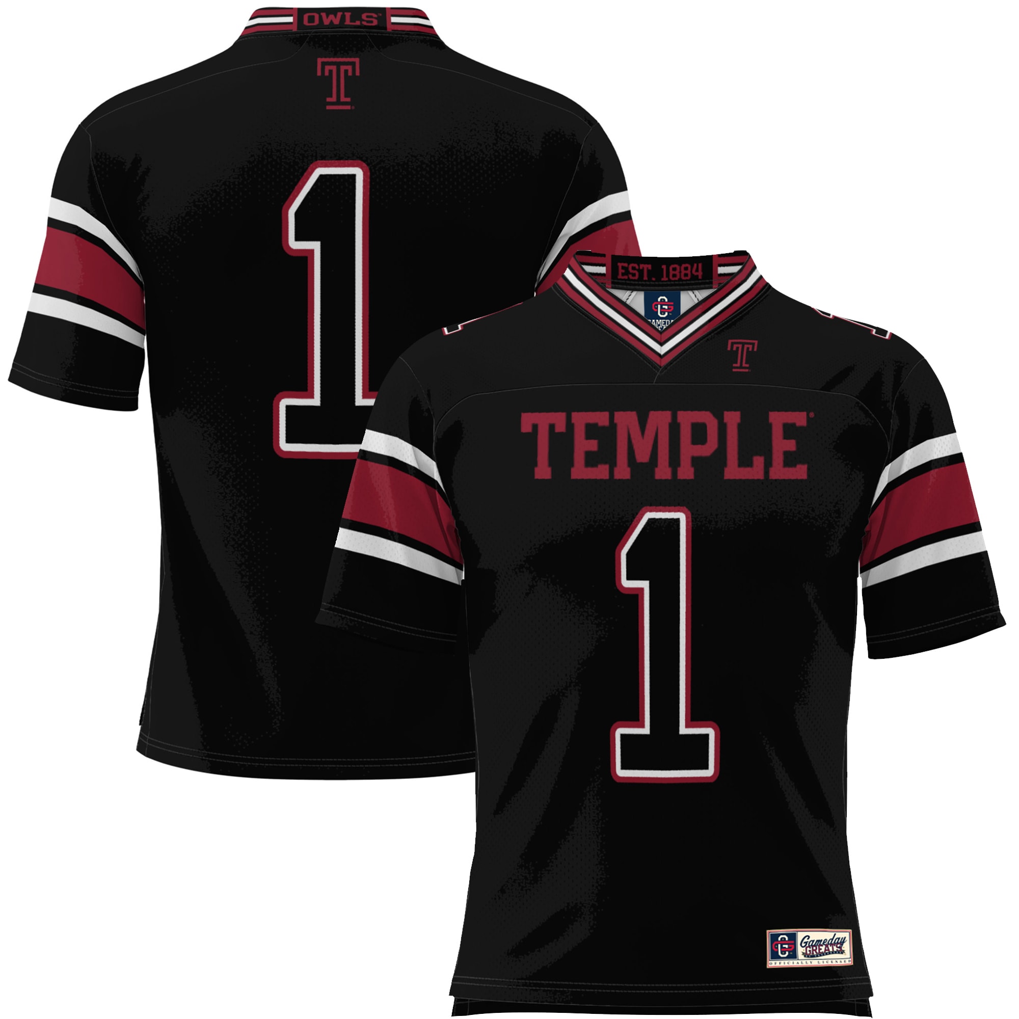 #1 Temple Owls GameDay Greats Youth Endzone 26/27 Football Jersey - Black