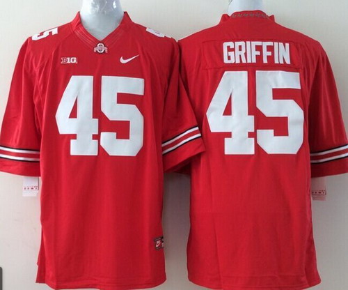 match worn Men's OSU Ohio Archie Griffin #45 Red 2014 Football Jersey