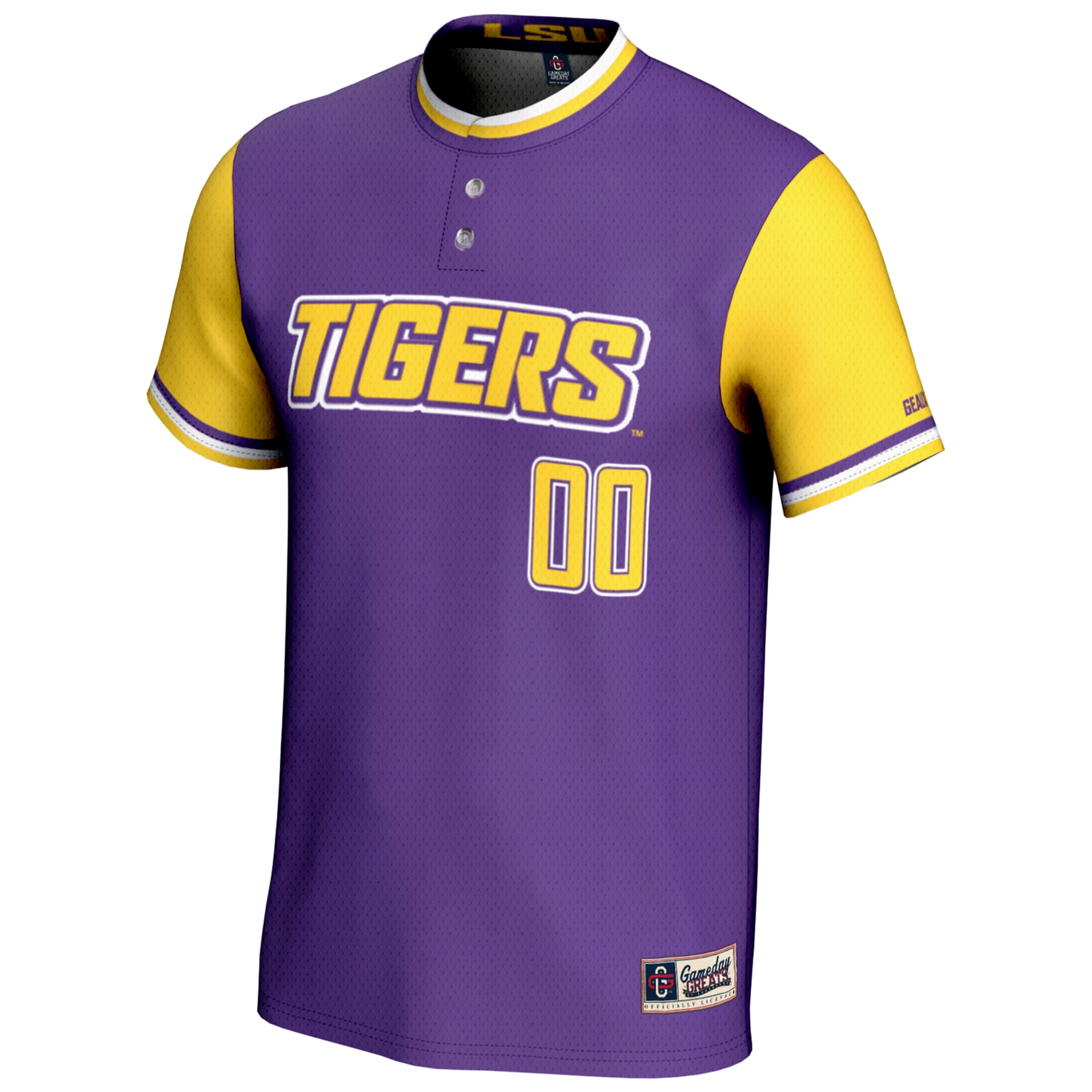 [DDG] LSU Tigers GameDay Greats Youth NIL Pick-A-Player Lightweight Softball Jersey - Purple