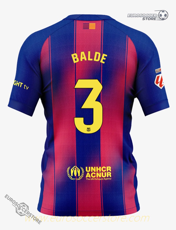 Barcelona's 25-26 Home Jersey featuring BALDE with the number 3