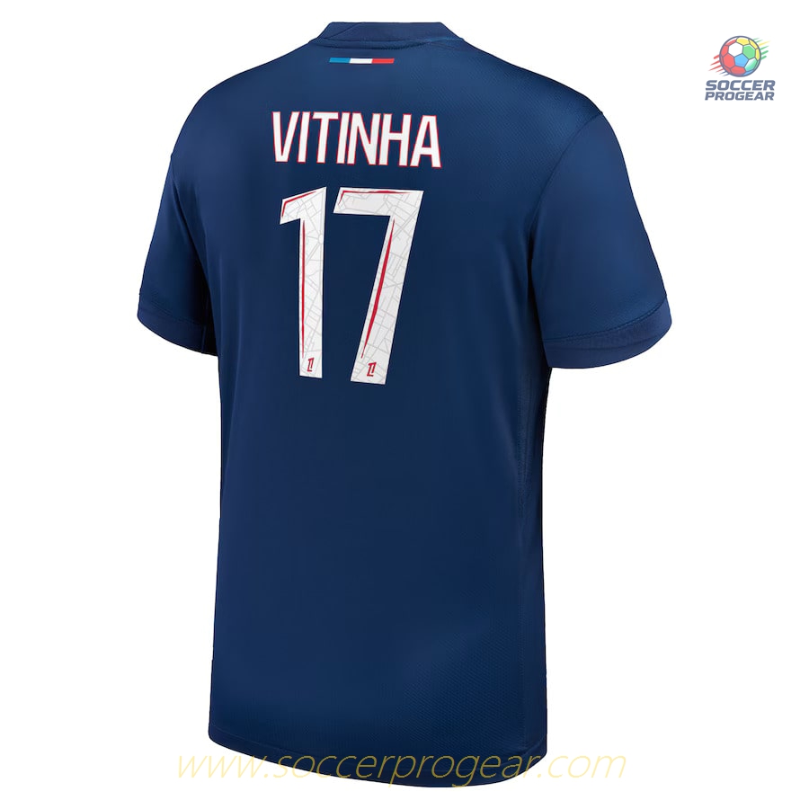 PSG Home Soccer Football Kit Children Team Jersey 2024-2025 Season Vitinha 1 Star