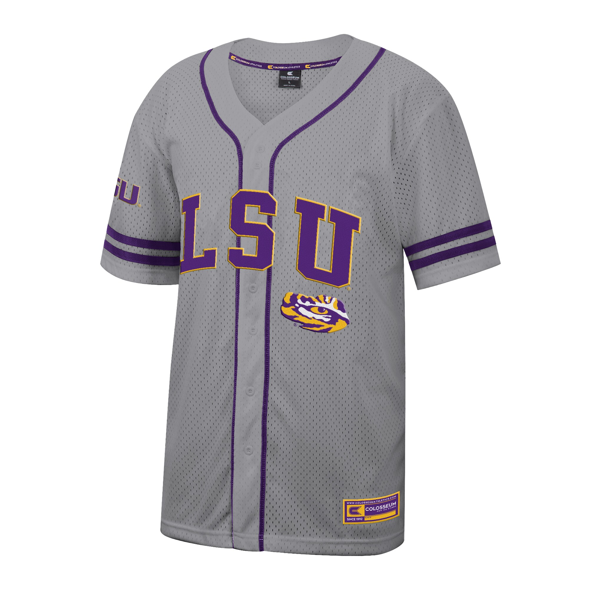 [DDG] LSU Tigers Colosseum Free Spirited Baseball Jersey - Gray