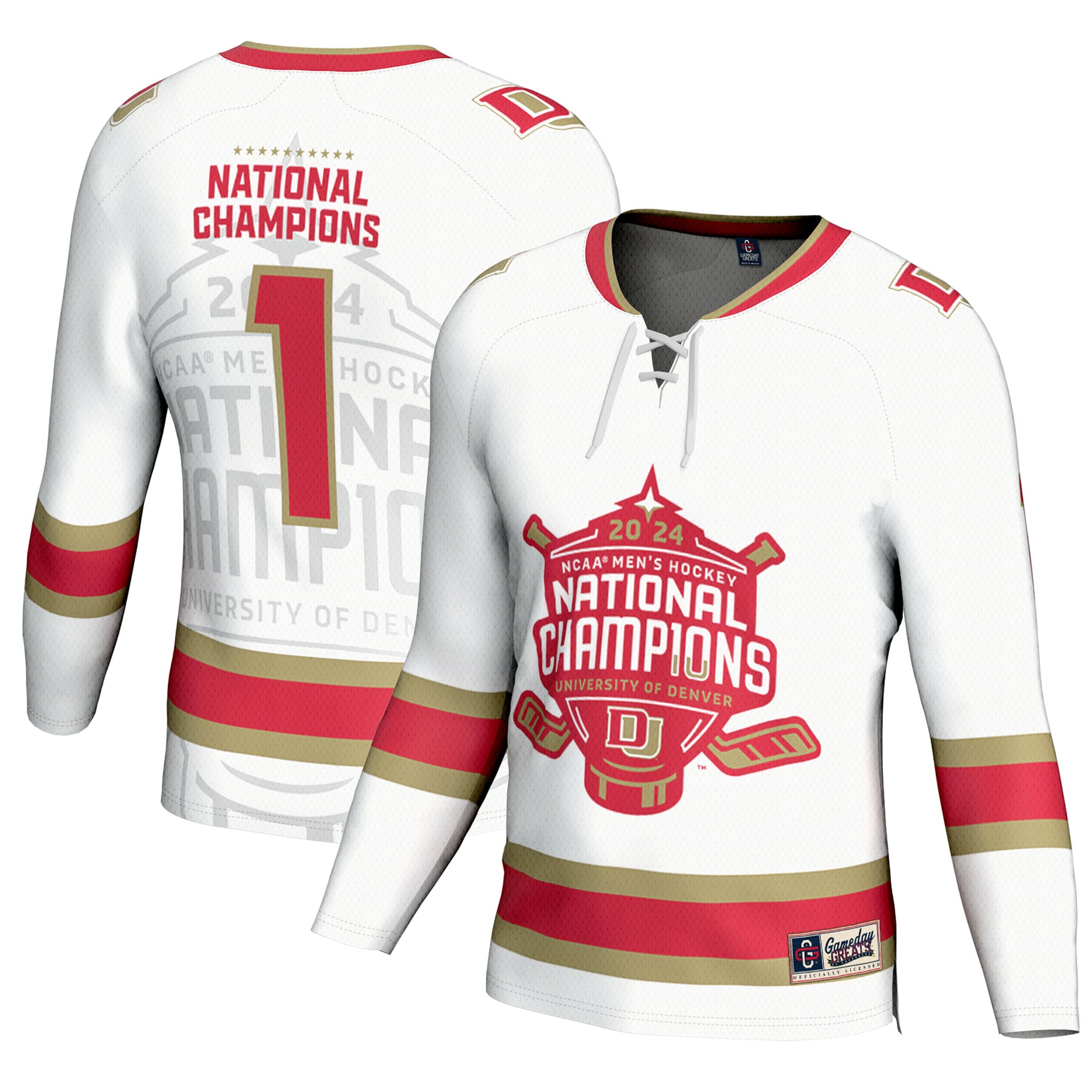 [NJP] Women's Denver Pioneers GameDay Greats 2024 NCAA Men's Ice Hockey National Champions Fashion Jersey - White