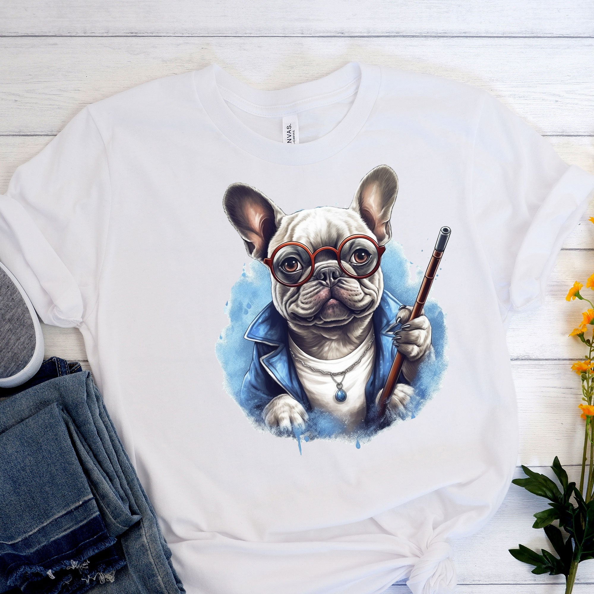 Pet-Lover Cozy Courageous Frenchie-themed Unisex T-shirt for Daily Life
