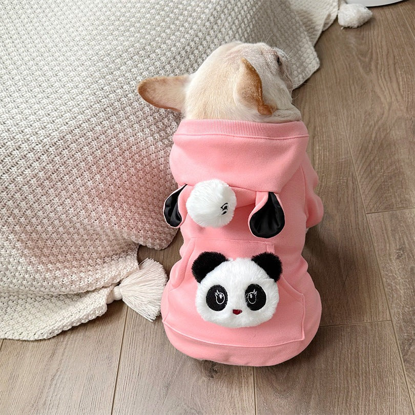 Pink Panda Hoodie – Cute Plush Warm Winter Dog Coat Everyday Use