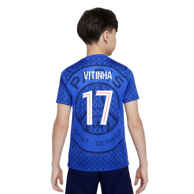 2025-2026 PSG Academy Pro Home Pre Match Shirt (Royal) - Kids (Vitinha 17)