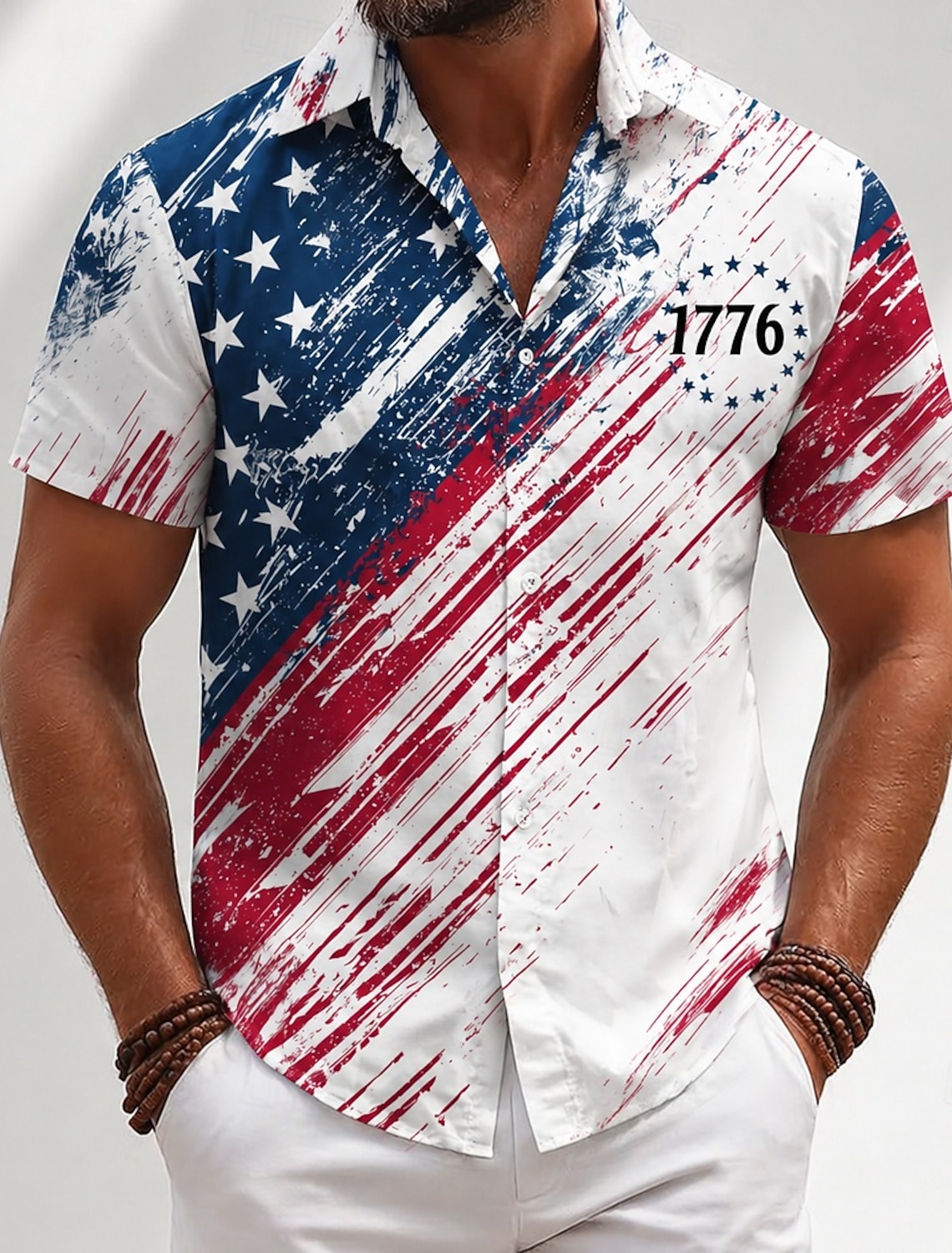 Men's 4th of July U.S. 250th Anniversary Eagle American Flag Shirt Summer Shirt Button Up Shirt Short Sleeve Patriotic Outdoor Holiday Summer Spring Turndown 3D Print Collared Shirts Blue White Red