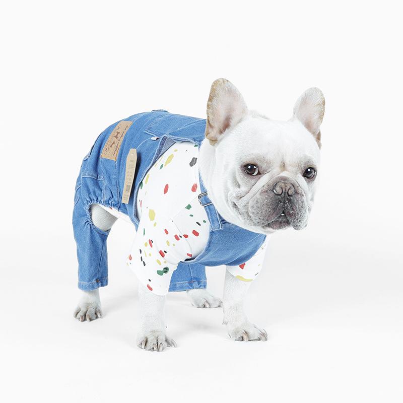 Overalls Clothes Jeans Jumpsuit For French Bulldog (ws67) Paw Protection