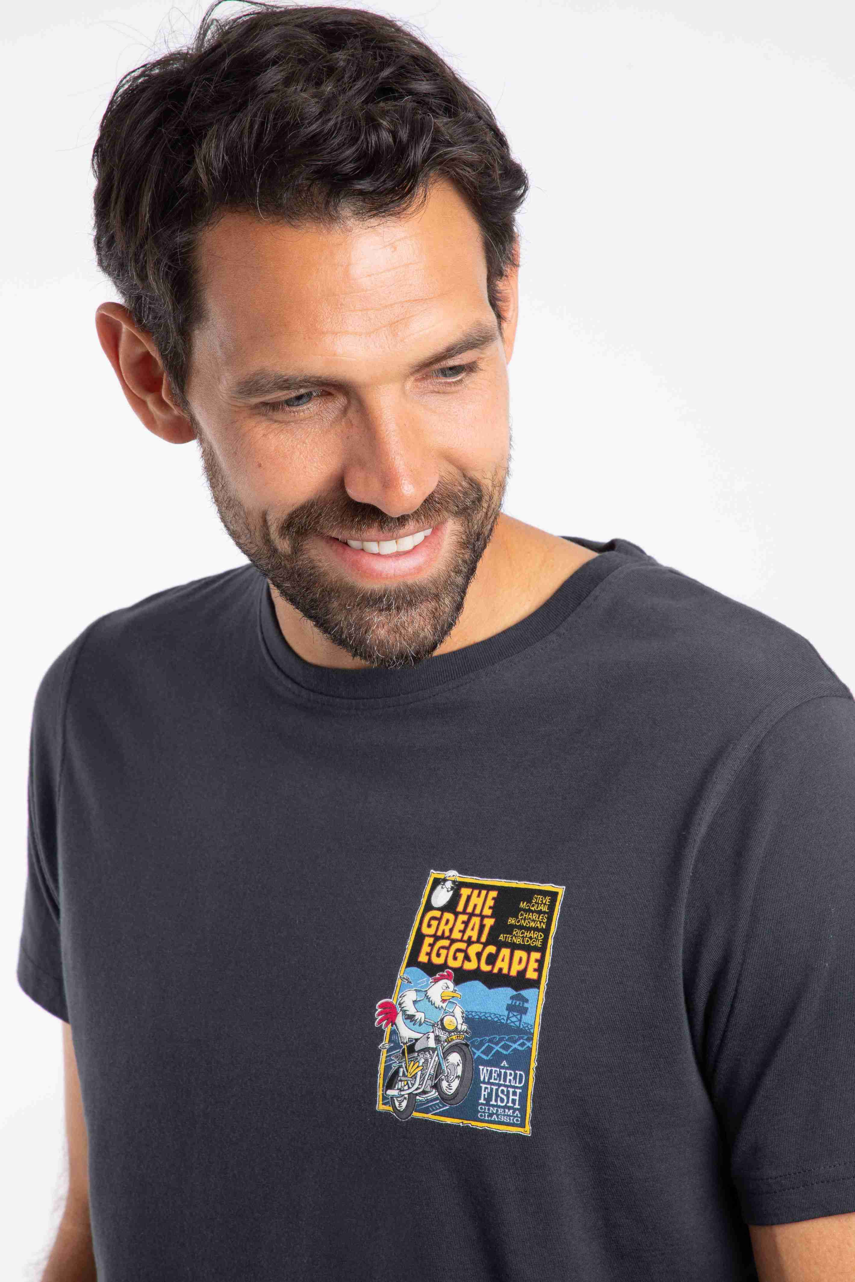 The Great Eggscape Back Print Artist T-Shirt Navy