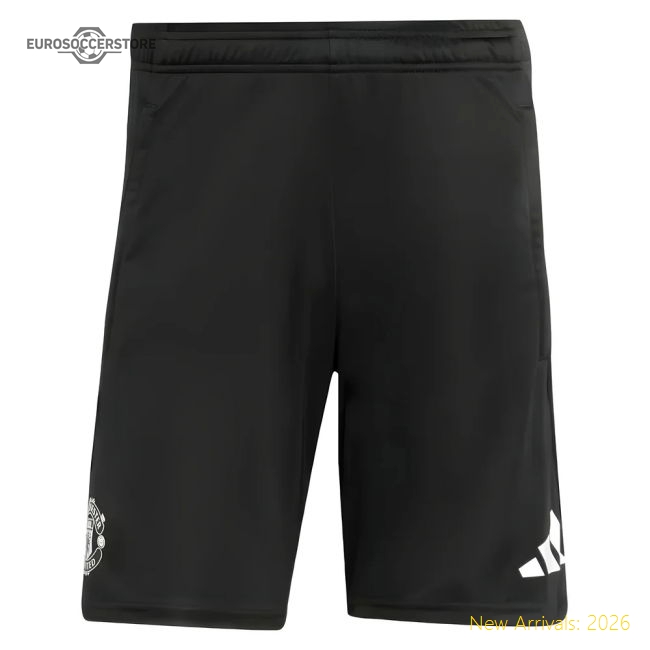 Authentic Top-Grade 2025-2026 Man Utd Training Shorts Black