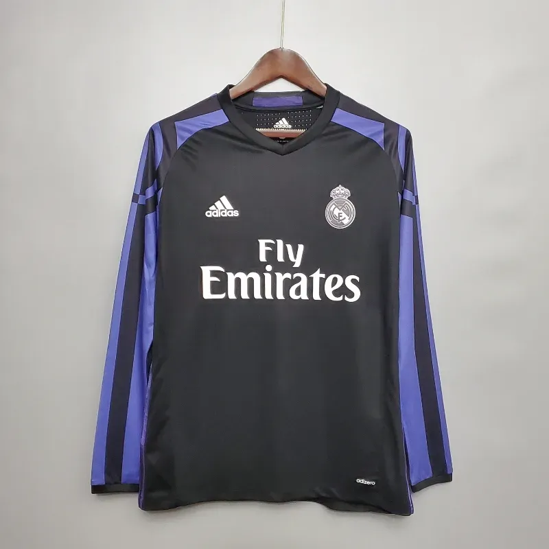 Cheap 2016-2017 Real Madrid Long Sleeve Second retro kit