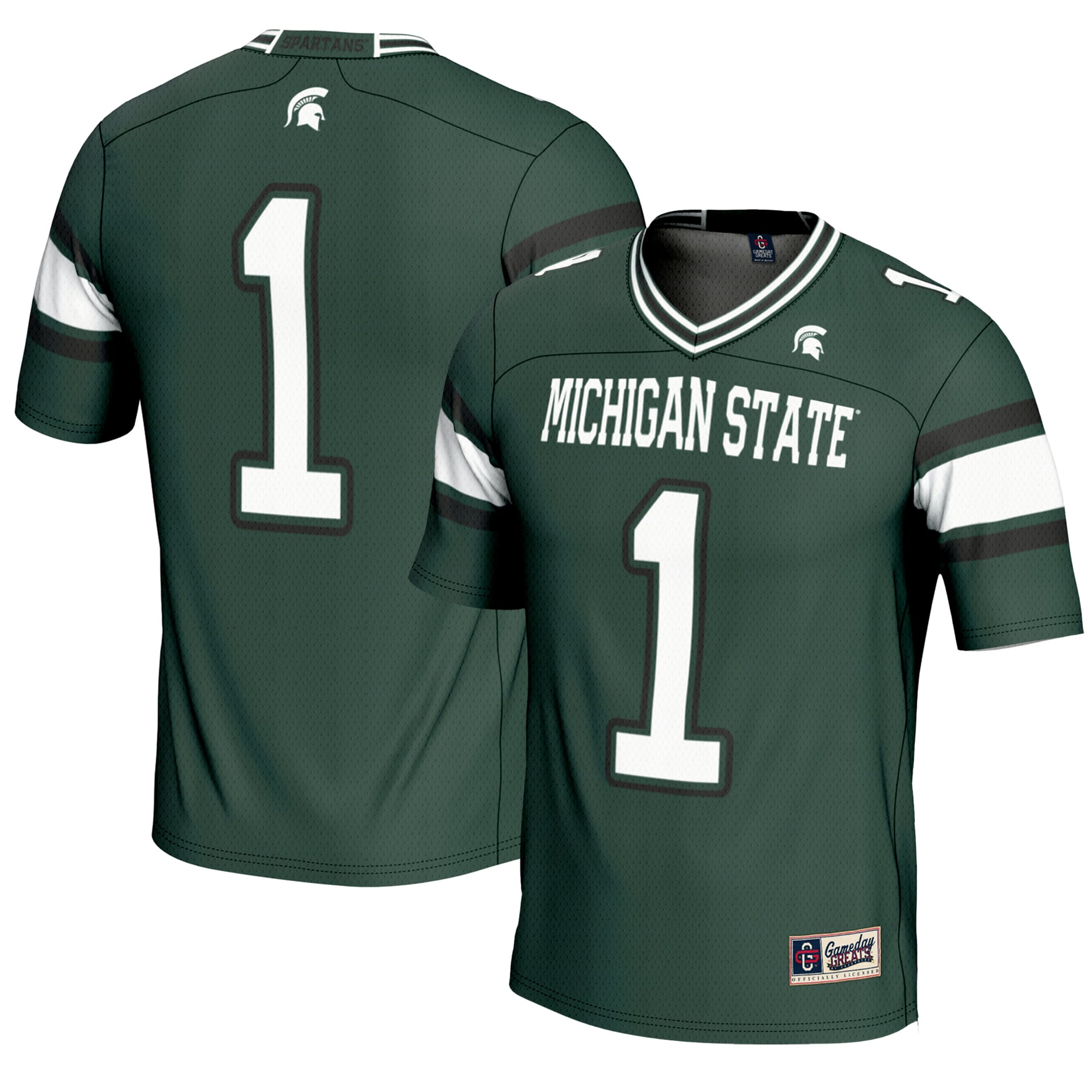 Men's #1 Green Michigan State Spartans Endzone Football Jersey