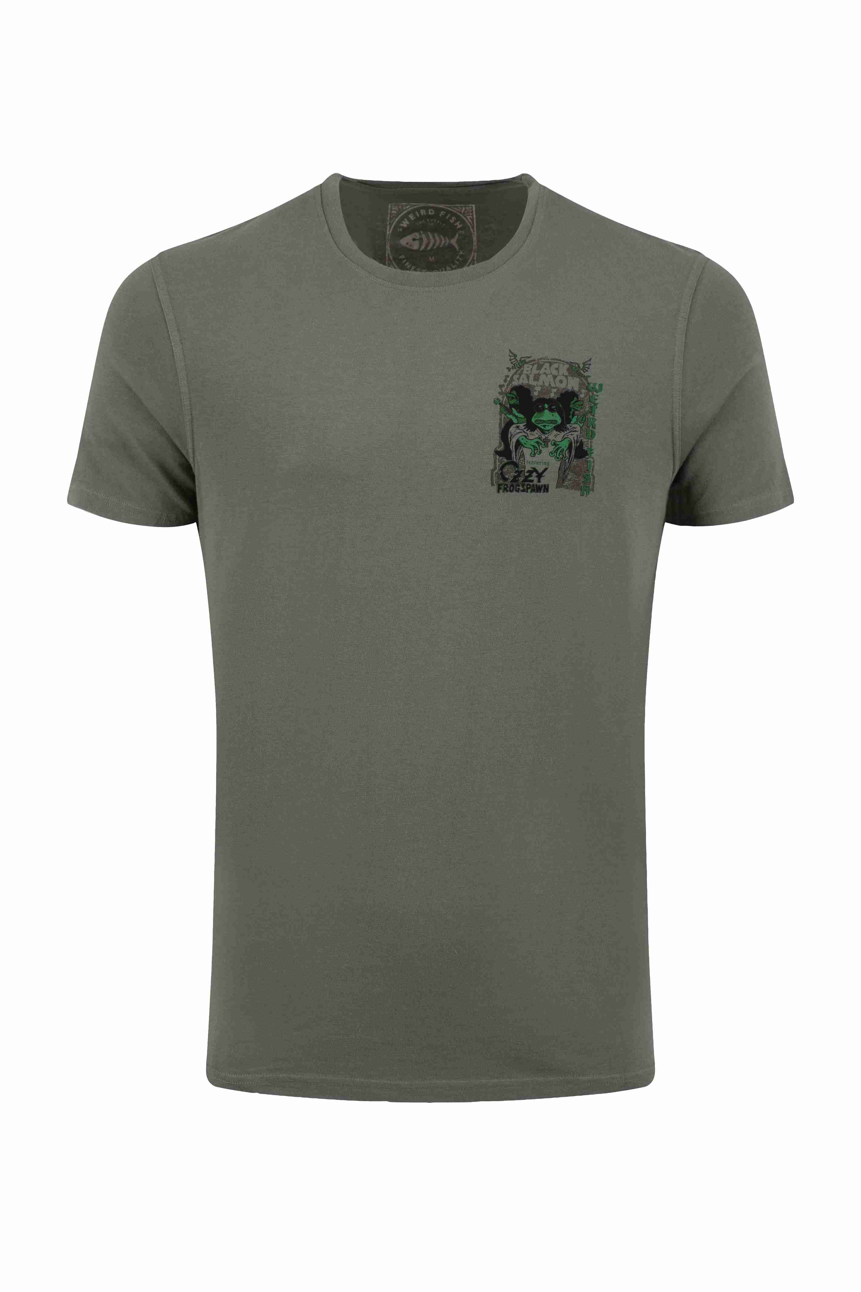 Black Salmon Back Print Artist T-Shirt Storm Grey