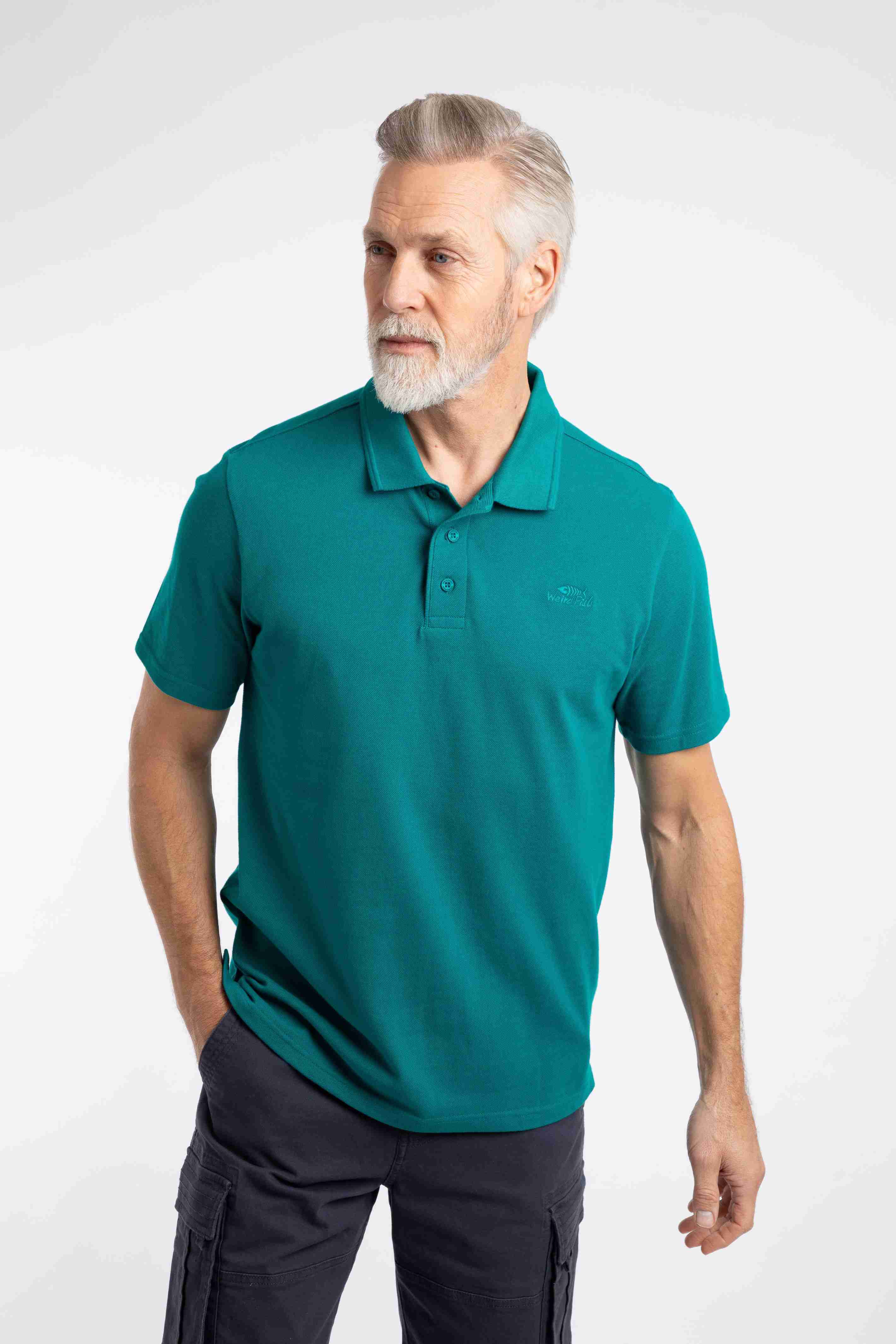 Giles Pique Polo Shirt Peacock Blue