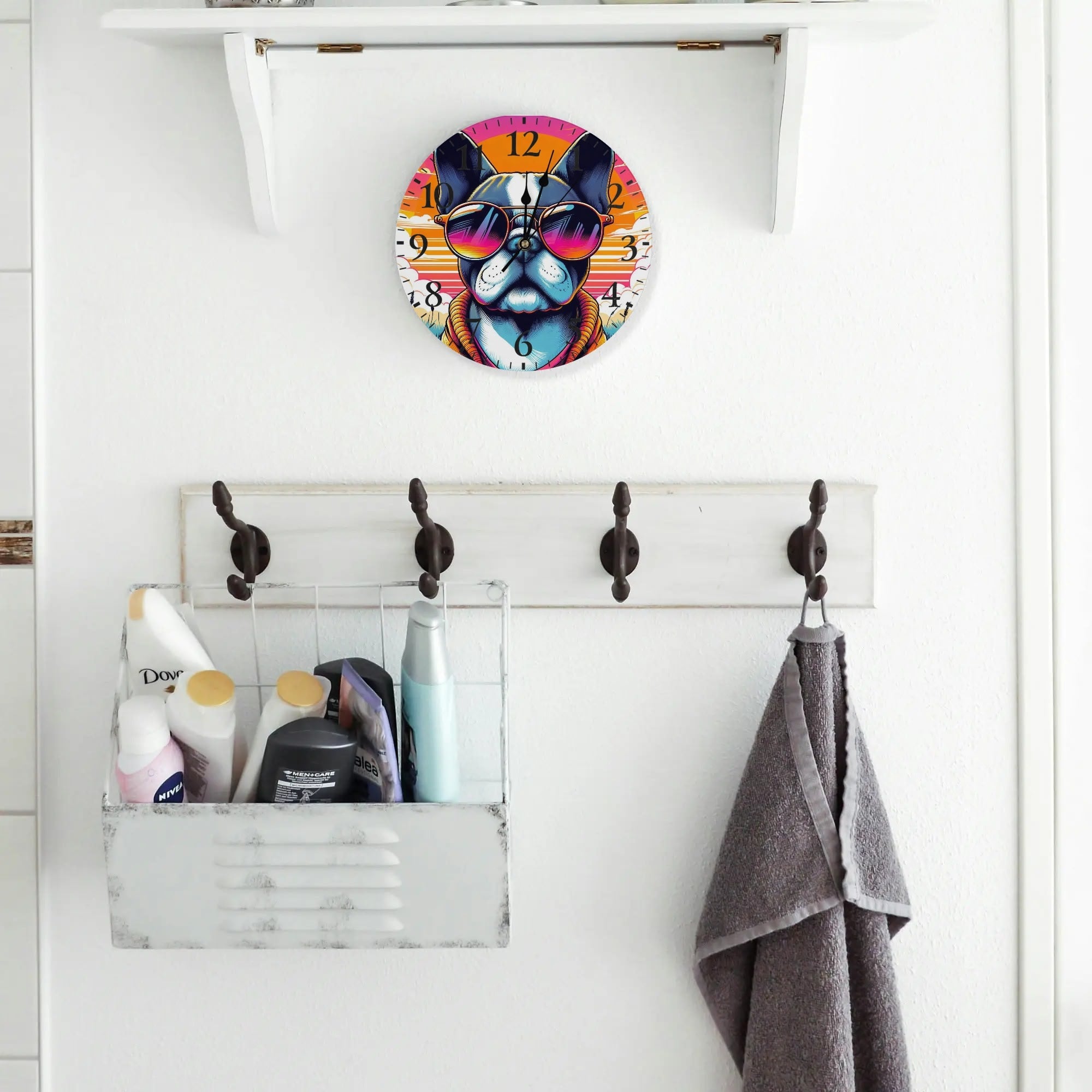 French Bulldog Willow Frameless Wall Clock Durable Dog Item