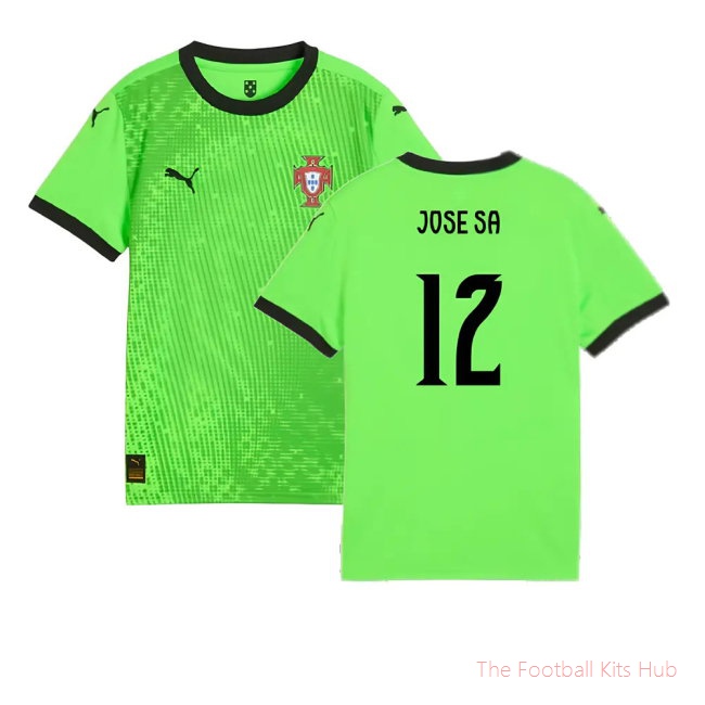 2025-2026 Portugal Home Goalkeeper Shirt (Green) - Kids (Jose Sa 12)