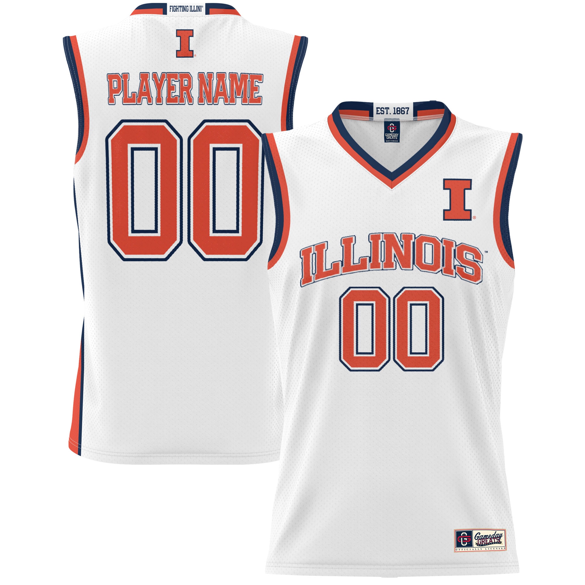 [NJP] Illinois Fighting Illini GameDay Greats Youth NIL Pick-A-Player Lightweight Men's Basketball Jersey - White