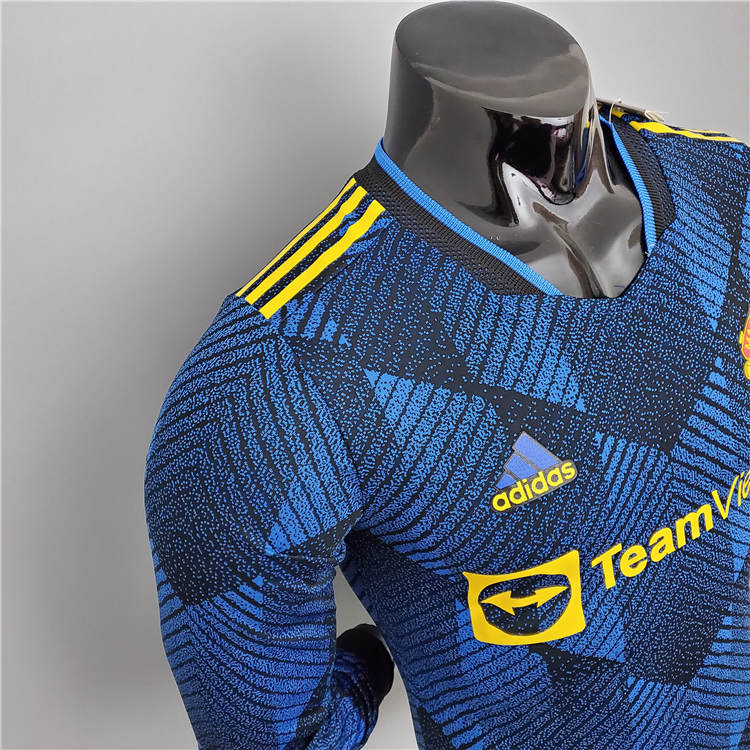 Lightweight Man Utd Manchester United 21-22 Third Blue Soccer Jersey