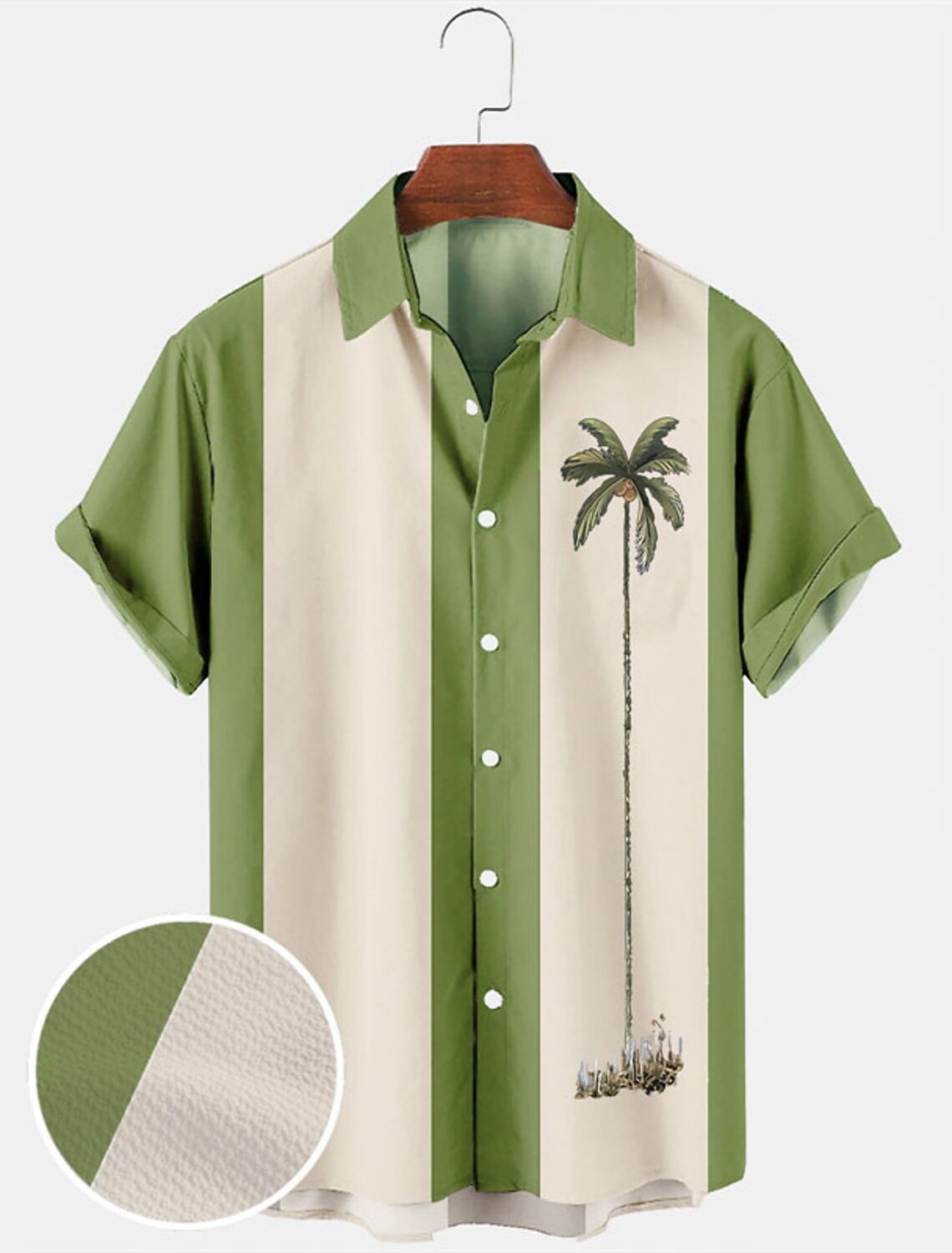 Men's Color Block Coconut Tree Tropical Plants Shirt Summer Hawaiian