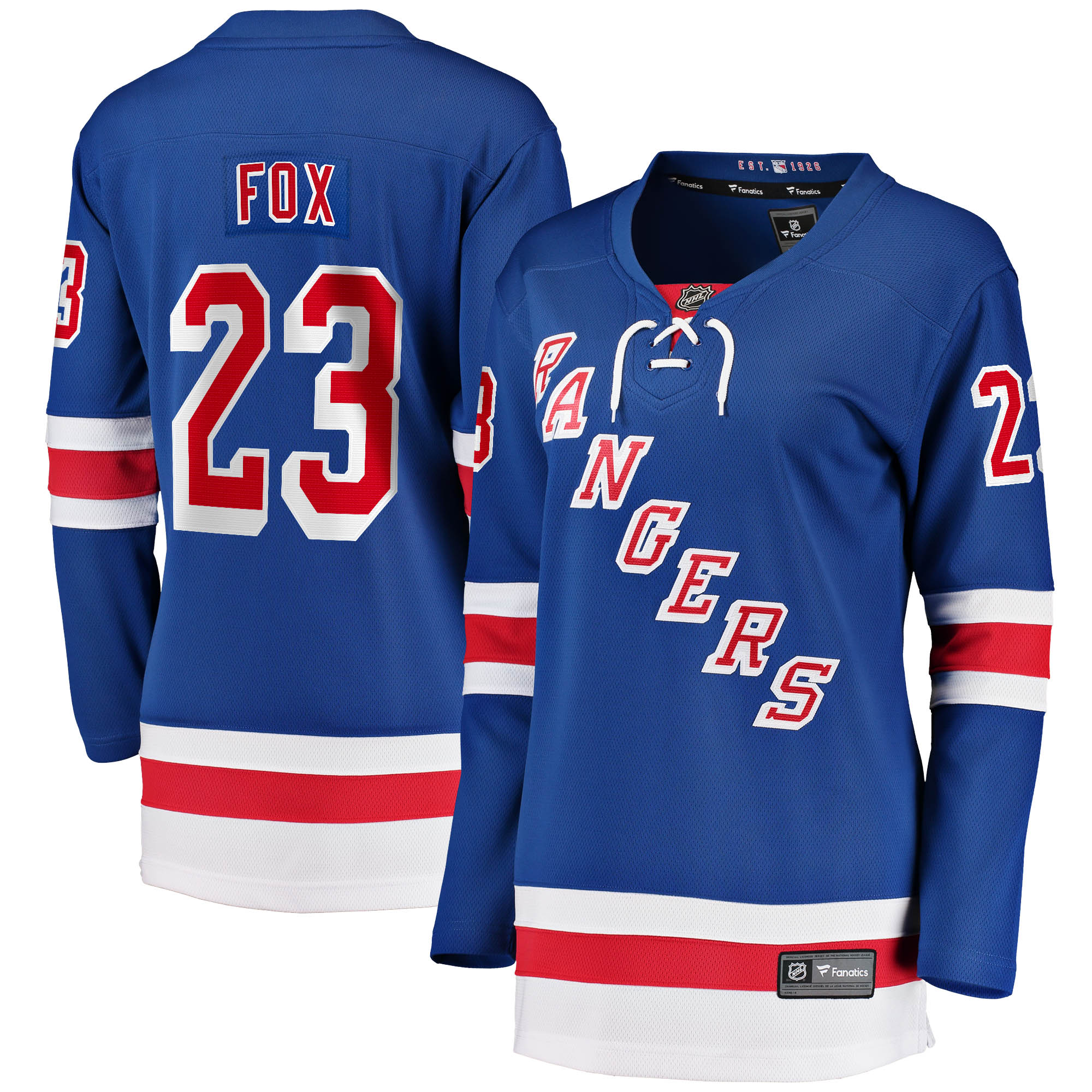 [SJH] Adam Fox #23 New York Rangers Women's Home Breakaway Jersey - Blue