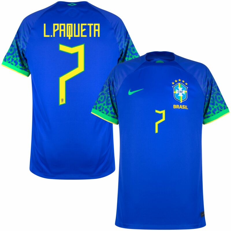 BRAZIL Player Version AWAY WORLD CUP JERSEY 2022 L.PAQUETA
