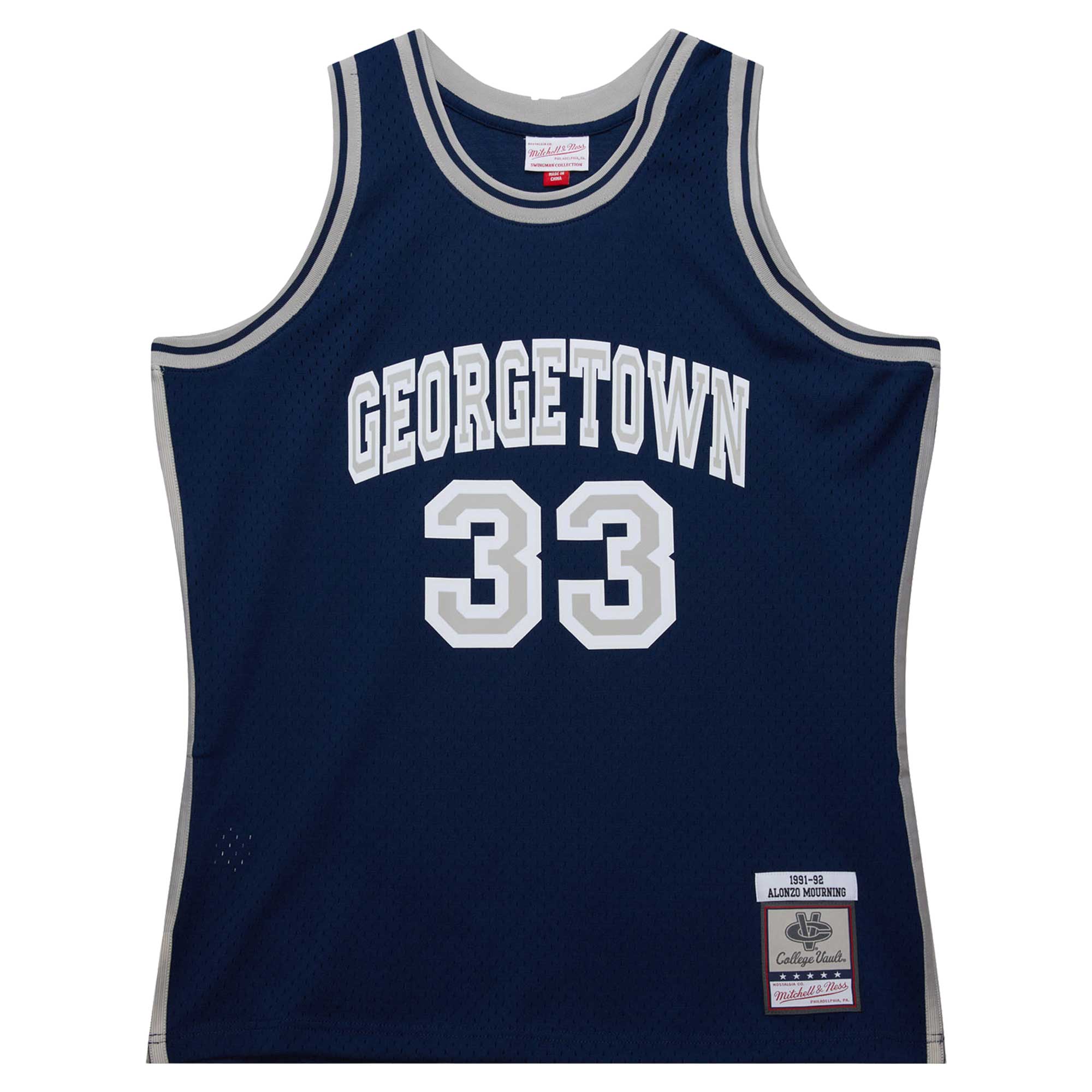 [DDG] Alonzo Mourning Georgetown Hoyas 1991/92 Swingman Player Jersey - Navy