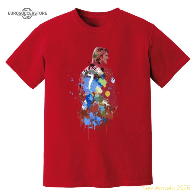 Professional Authentic United Art T-Shirt Red David Beckham Man