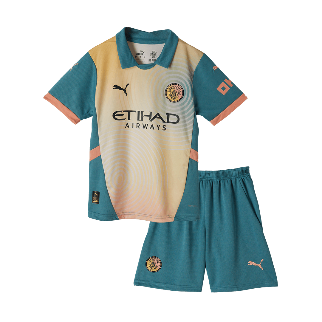 Kid's Manchester City Fourth Away Soccer Jersey Kit(Jersey+Shorts) 202