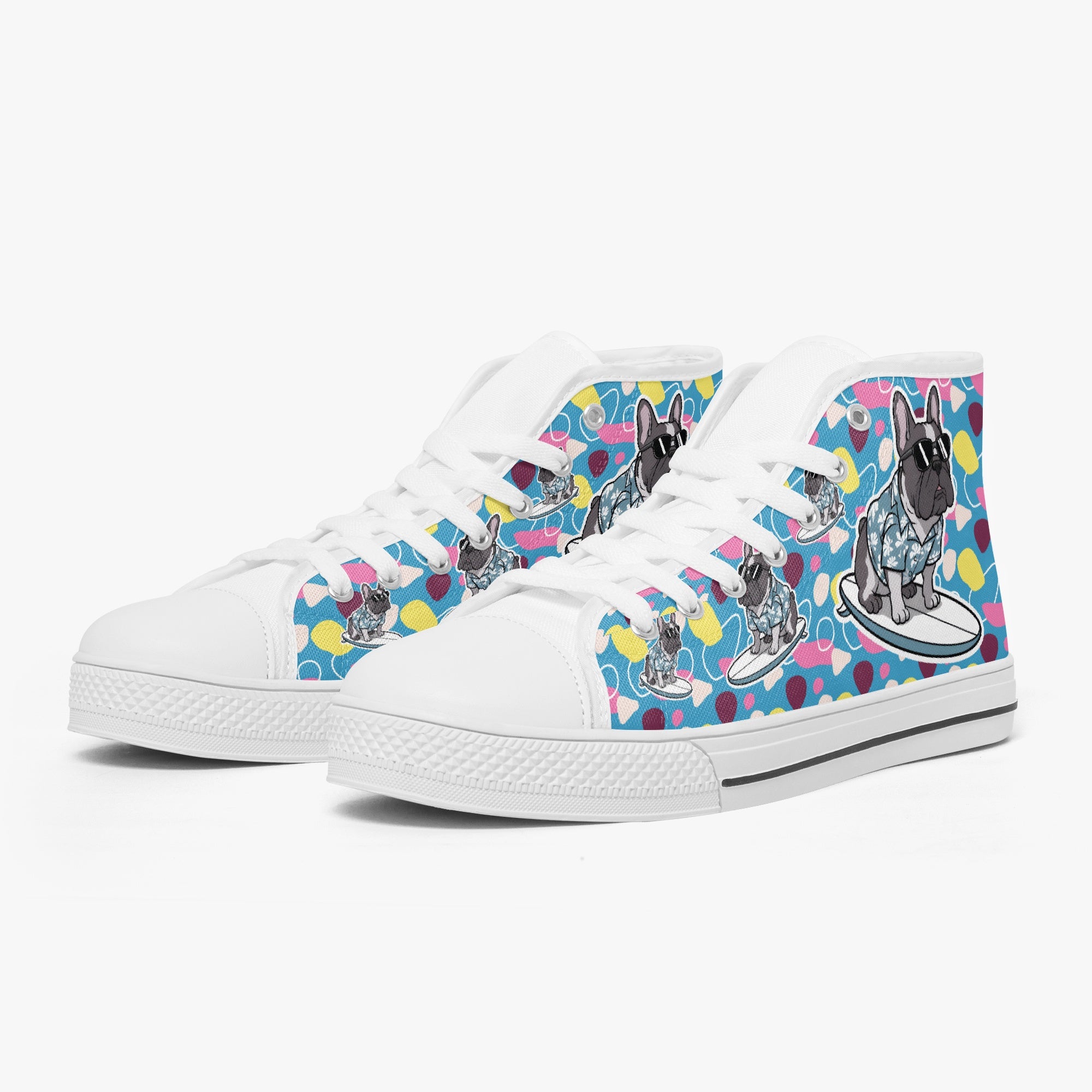 French Bulldog Lover Casper Classic High Top Canvas Shoes Casual Footwear