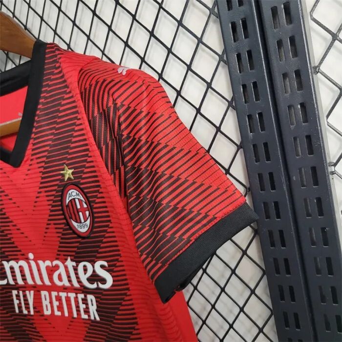 Moisture Wicking Kids AC Milan 2324 Home Kit ShirtShorts
