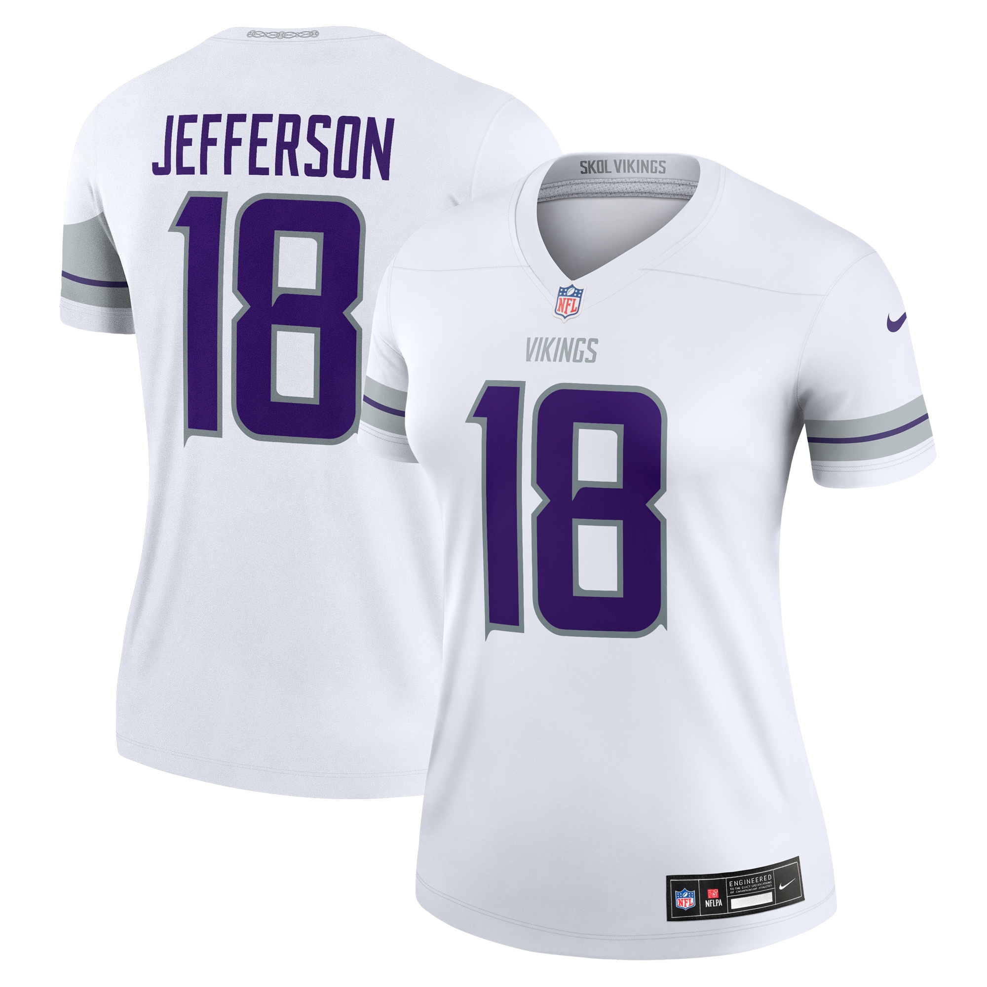 [ESK] Justin Jefferson #18 Minnesota Vikings Women's Alternate Legend Player Performance Jersey Top - White