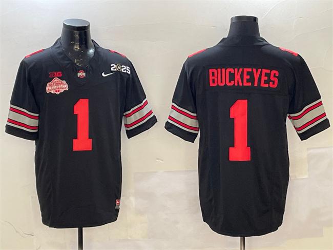 away jersey Men's OSU Buckeyes Buckeyes Black #1 Black 2025 Football
