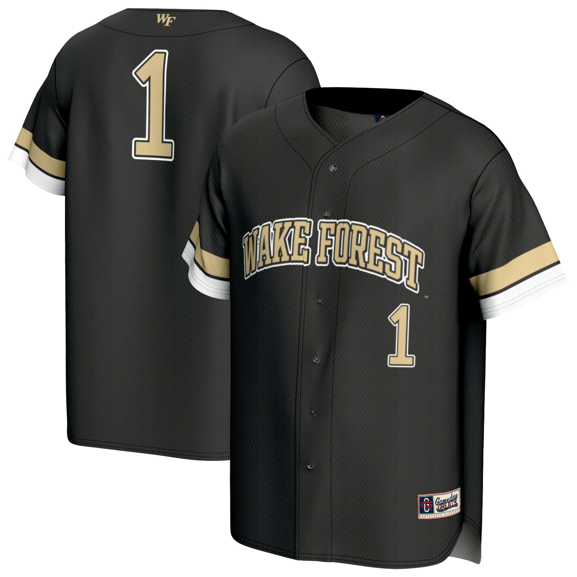 #1 Wake Forest Demon Deacons GameDay Greats Youth Lightweight Collegiate Baseball Fashion Jersey - Black