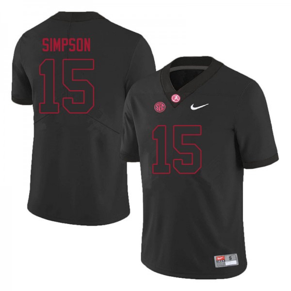 Men Alabama Crimson Tide #15 Ty Simpson Black Nike Stitch Jersey