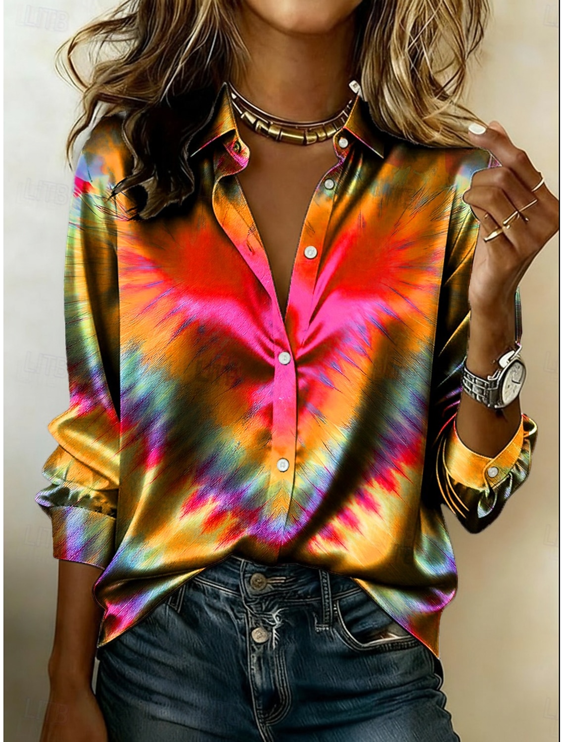 Women's Shirt Satin Shirt Print Floral Graphic Bohemia Vintage Stylish Long Sleeve Shirt Collar Regular Tops Daily Holiday Going out Black Pink Purple Summer Spring Fall