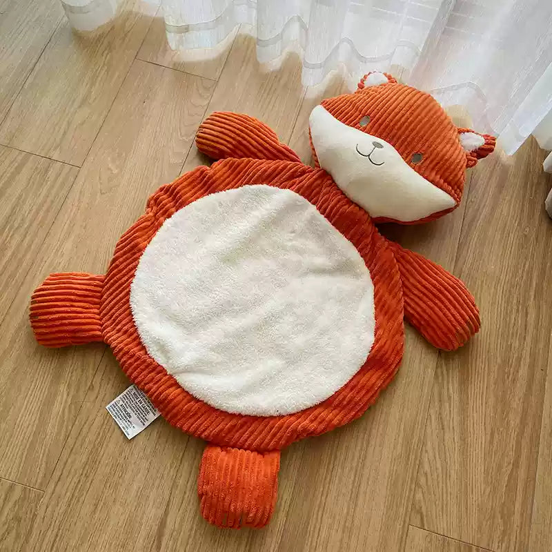 Secure-Fit Cartoon French Bulldog Bed – Warm Plush Winter Sleeping Ma...