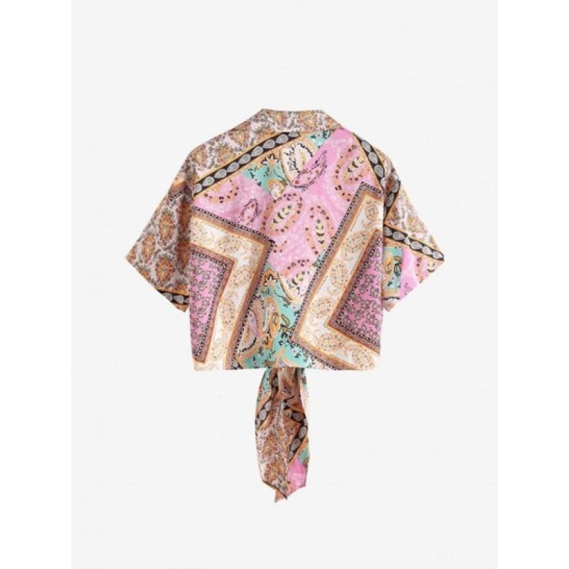 Ethnic Floral Paisley Print Tied Shirt JS1849