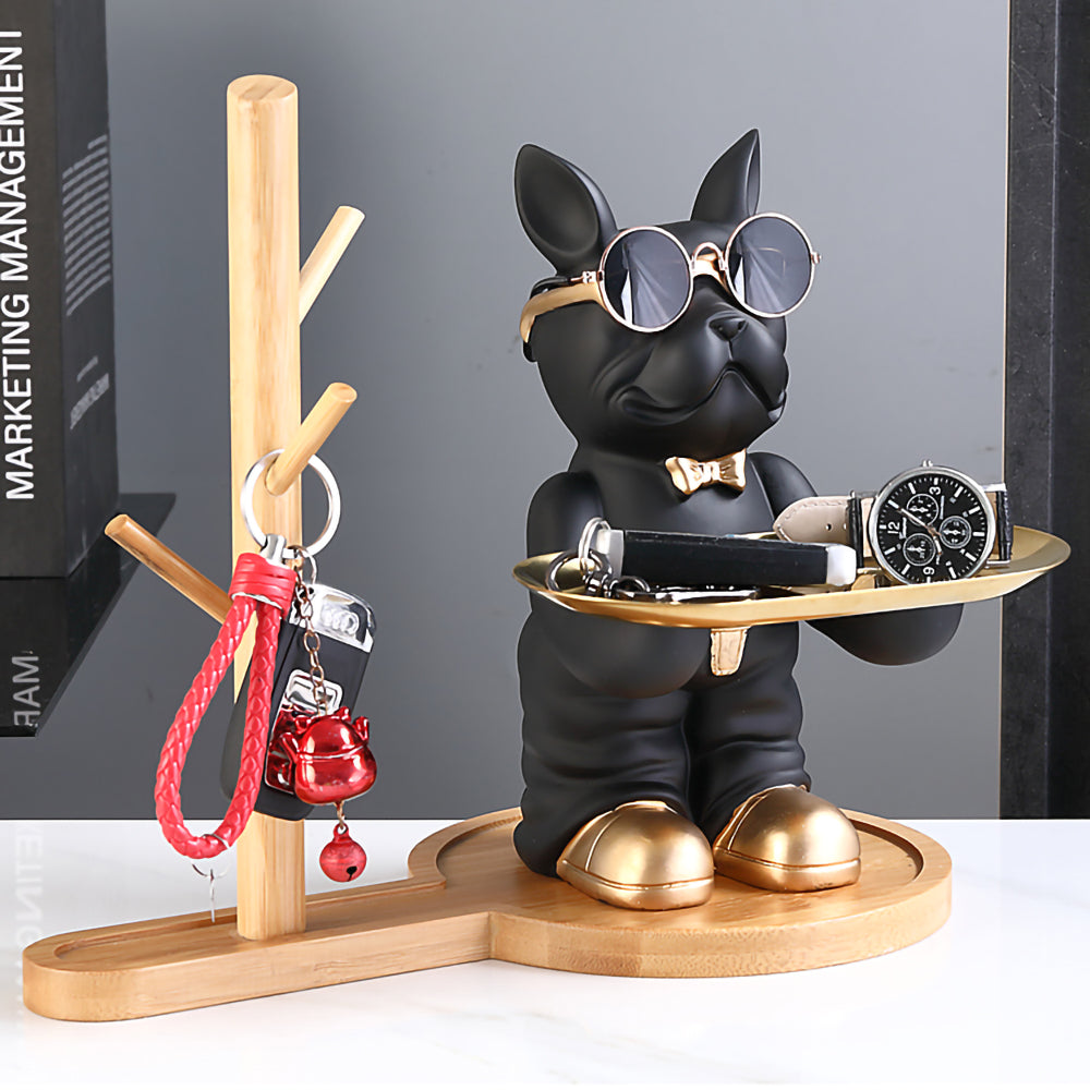 Decorative Frenchie Figurine with Storage Tray - Add Whimsy and Order to Your Room