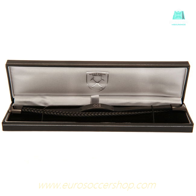 West Ham United FC Black IP Leather Bracelet