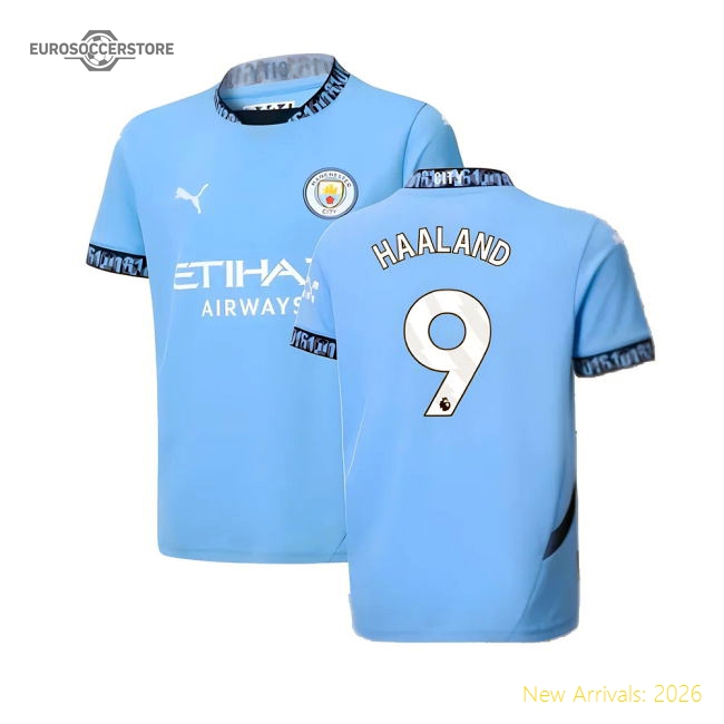Official 2024-2025 Man City Home Shirt (kids) (haaland 9) - Premium