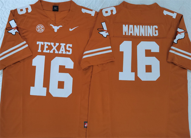 Men's Texas UT Orange 2024 replica Peyton Manning #16 college