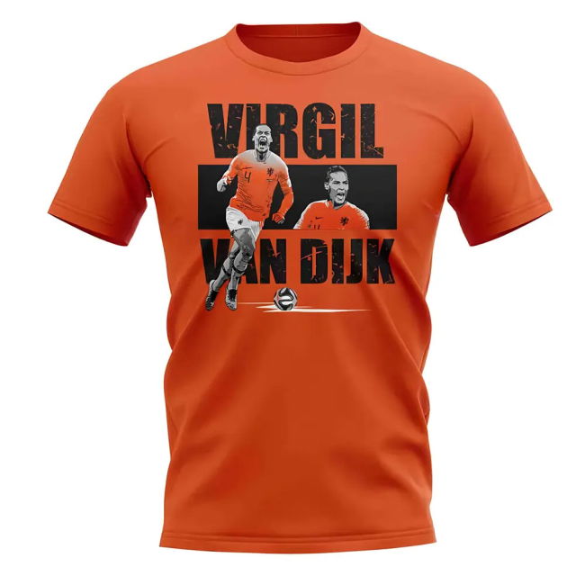 Virgil Van Dijk Player Collage T-Shirt (Orange) Quality
