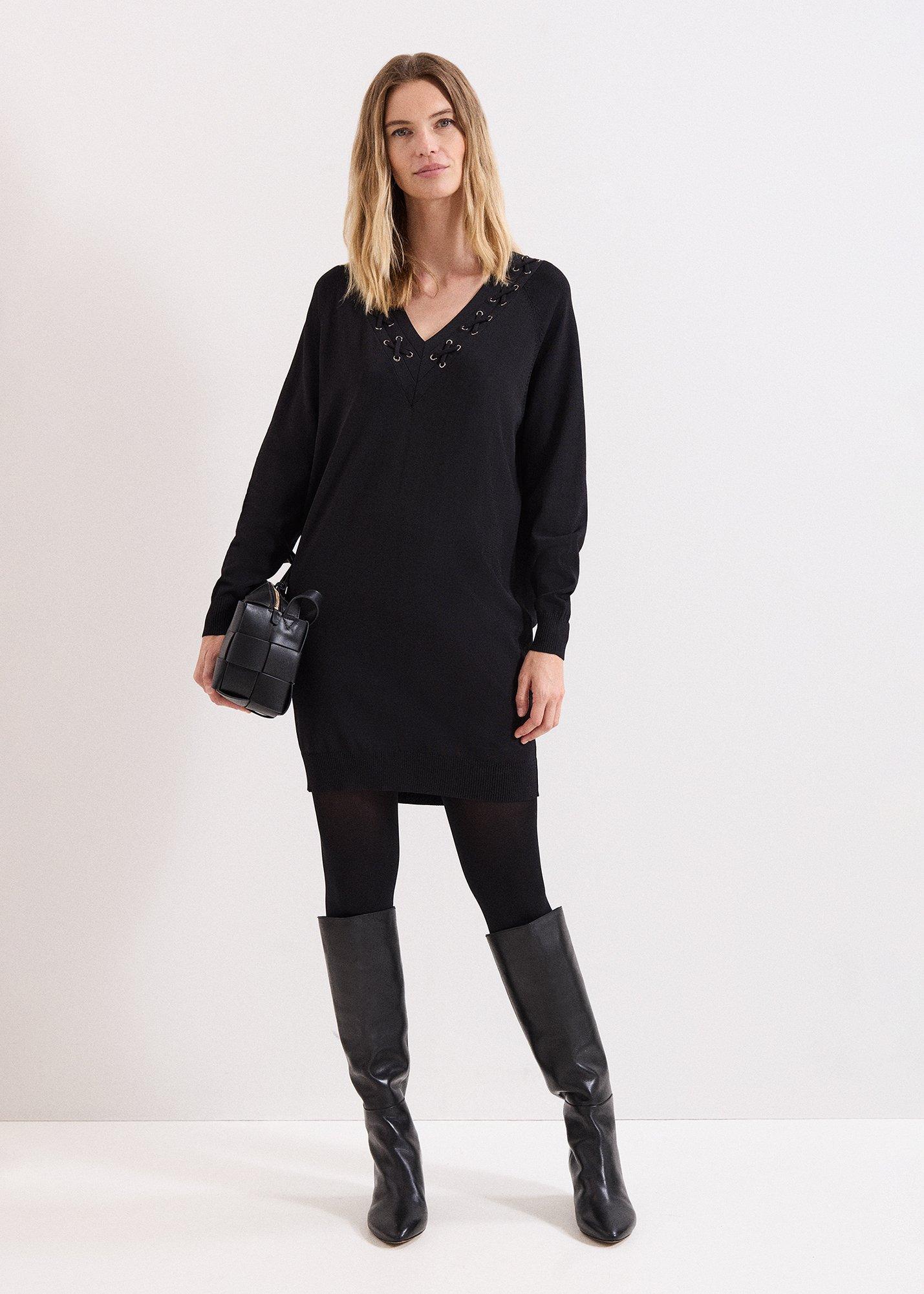 Senita Black Tunic With Neck Detail