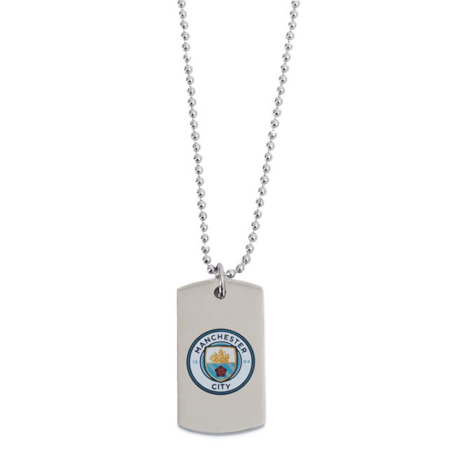 Manchester City FC Colour Crest Dog Tag & Chain (Limited Edition)