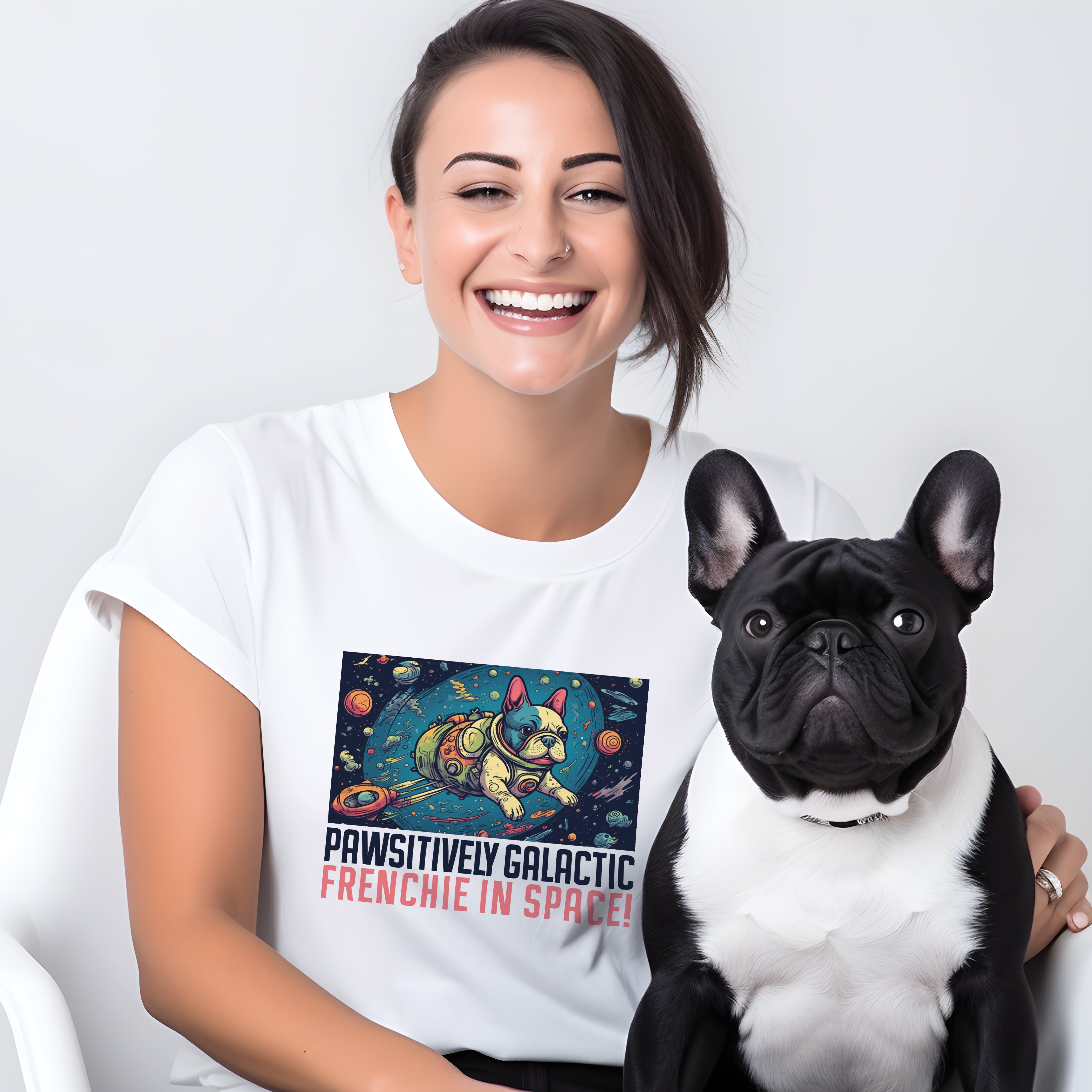 Frenchie-Fan Durable Frenchie In Space - Unisex T-shirt for Street Style