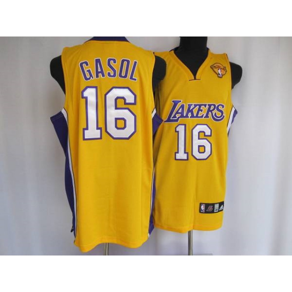 Game Day Official Men's LAL #16 Pau Yellow Basketball Jersey