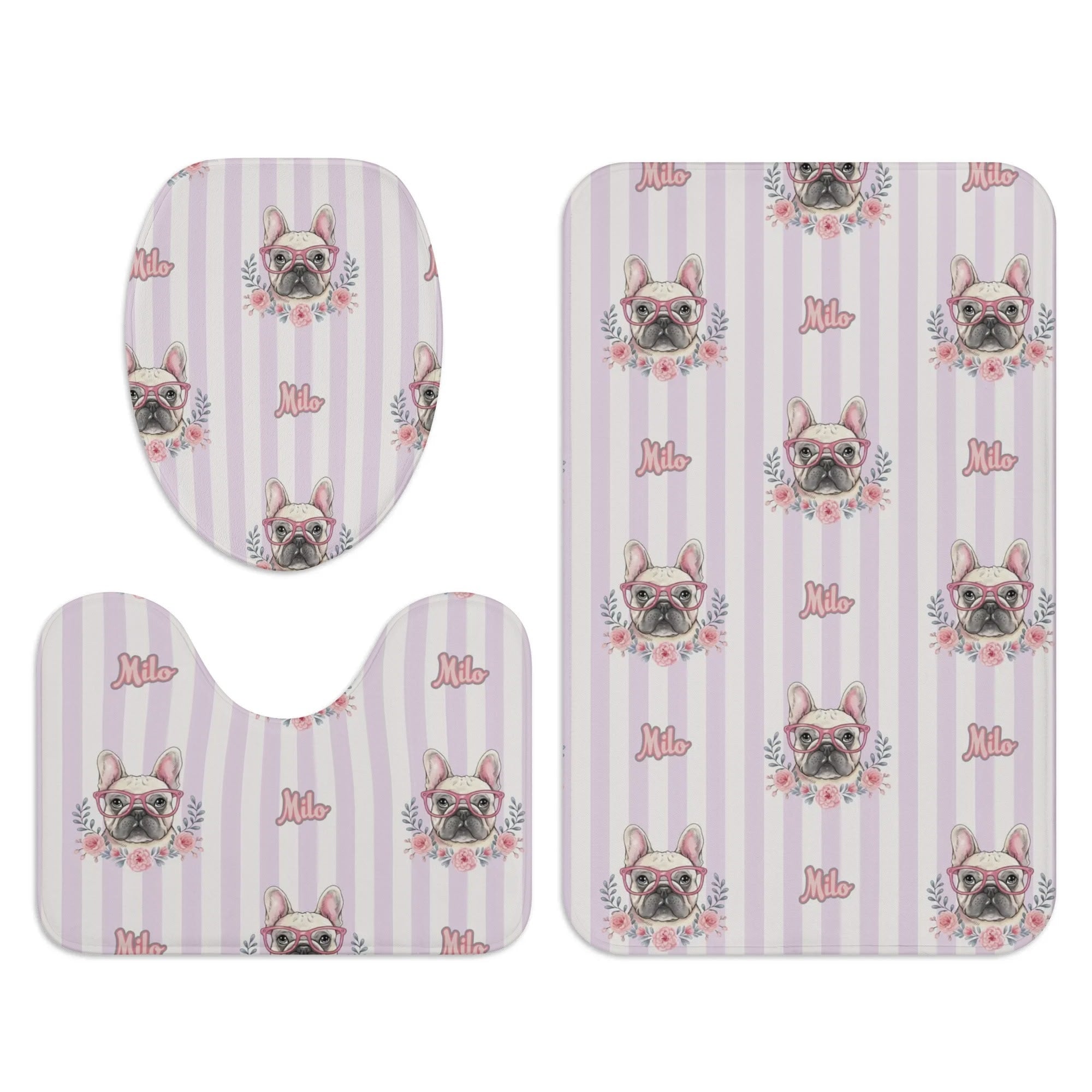 French Bulldog Personalized Bathroom Set With Your Frenchie’s Name Durable Dog Item